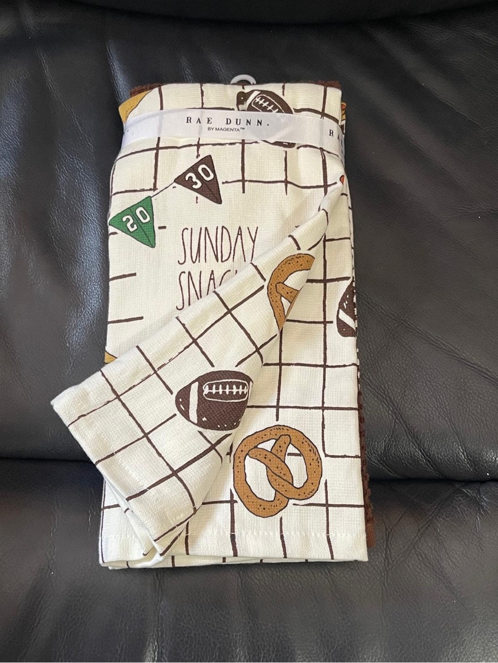 Rae Dunn Football Kitchen Towels, Set of 3 Rae Dunn SUNDAY SNACKS Kitchen Towels